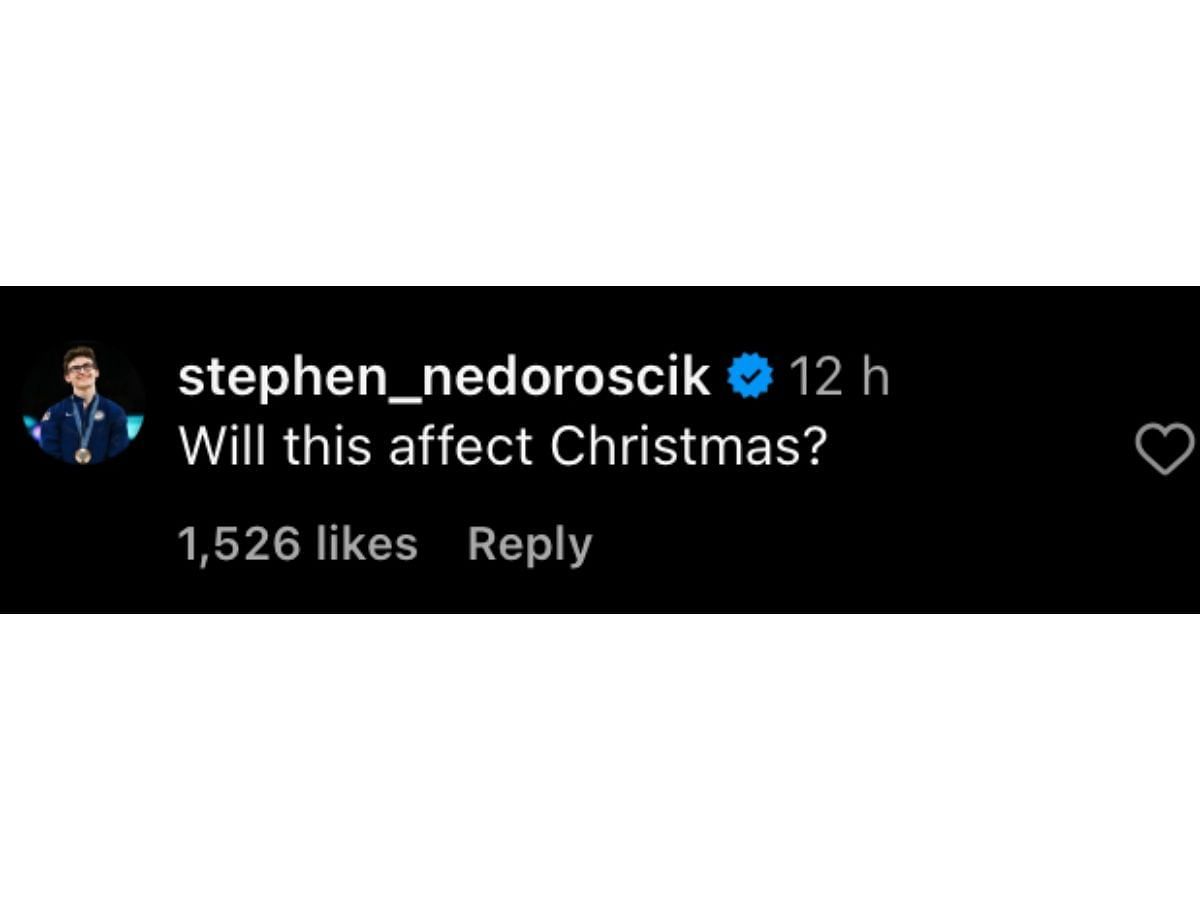 Nedoroscik’s comment on Instagram